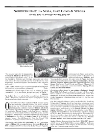La Scala, Lake Como & Verona