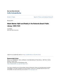 Myth and Reality in the Redondo Beach Public Library, 1895-1924