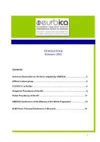 NEWSLETTER February 2012