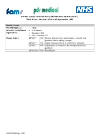 Patient Group Direction for CLARITHROMYCIN (Version 03) Valid from 1 October 2019 – 30 September 2021