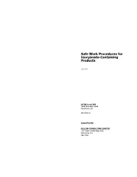 Safe Work Procedures for Isocyanate-Containing Products