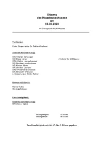Sitzung Des Hauptausschusses Am 05.03.2020