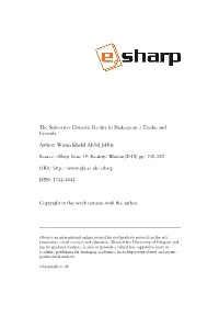 The Subversive Homeric Reality in Shakespeare's Troilus and Cressida
