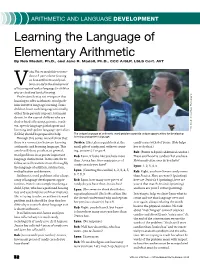 Learning the Language of Elementary Arithmetic by Rob Madell, Ph.D., and Jane R