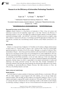 Research on the Efficiency of Universities Technology Transfer in Shaanxi Duan Jie Fu Xinwei 1, A