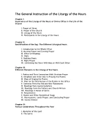 The General Instruction of the Liturgy of the Hours