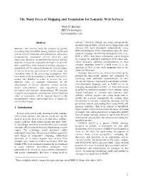 The Many Faces of Mapping and Translation for Semantic Web Services