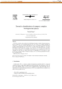 Toward a Classification of Compact Complex Homogeneous