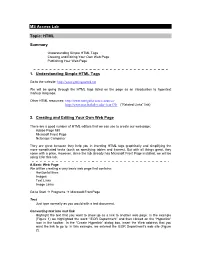 Understanding Simple HTML Tags • Creating and Editing Your Own