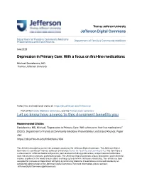 Depression in Primary Care: with a Focus on First-Line Medications