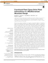Functional Plant Types Drive Plant Interactions in a Mediterranean Mountain Range