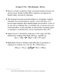 Group 13 (3A) - the Elements - Boron