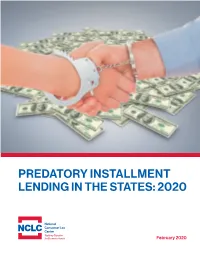 Predatory Installment Lending in the States 2020