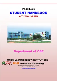 Student Handbook A.Y.2018-19/I Sem