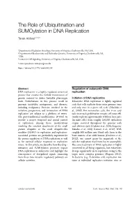 The Role of Ubiquitination and Sumoylation in DNA Replication