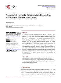 Associated Hermite Polynomials Related to Parabolic Cylinder Functions