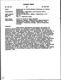 DOCUMENT RESUME Minorities in Policy-Making Positions In