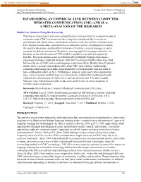Establishing an Empirical Link Between Computer-Mediated Communication and SLA: a Meta-Analysis