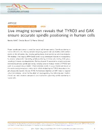 Live Imaging Screen Reveals That TYRO3 and GAK Ensure Accurate Spindle Positioning in Human Cells