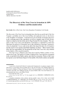 The Discovery of the True Cross in Jerusalem in 1099 : Evidence and Reconsideration