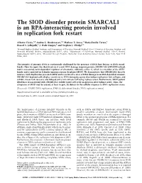 The SIOD Disorder Protein SMARCAL1 Is an RPA-Interacting Protein Involved in Replication Fork Restart