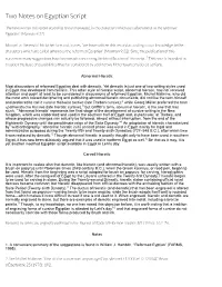 Two Notes on Egyptian Script