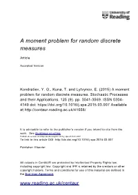 A Moment Problem for Random Discrete Measures