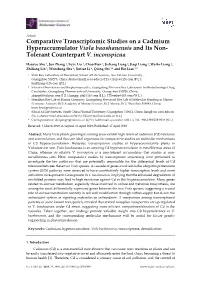 Comparative Transcriptomic Studies on a Cadmium Hyperaccumulator Viola Baoshanensis and Its Non- Tolerant Counterpart V