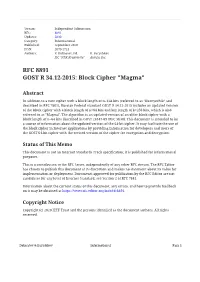 GOST R 34.12-2015: Block Cipher "Magma"