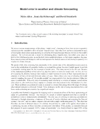 Model Error in Weather and Climate Forecasting £ Myles Allen £ , Jamie Kettleborough† and David Stainforth