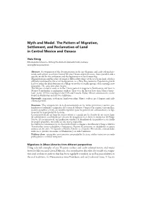 Myth and Model. the Pattern of Migration, Settlement, and Reclamation of Land in Central Mexico and Oaxaca