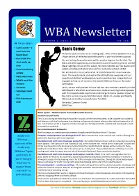 WBA Newsletter