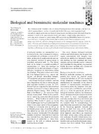 Biological and Biomimetic Molecular Machines