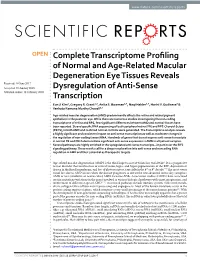 Complete Transcriptome Profiling of Normal and Age-Related Macular
