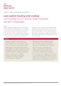 Low-Carbon Heating and Cooling: Overcoming One of World's Most Important Net Zero Challenges