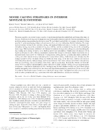 Moose Calving Strategies in Interior Montane Ecosystems