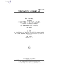 Native American Languages Act Hearing
