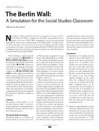 The Berlin Wall: a Simulation for the Social Studies Classroom