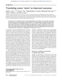 Translating Cancer 'Omics' to Improved Outcomes