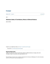 Abstracts, Notes of Contributors, Notes on Editorial Advisors