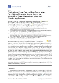 Fabrication of Low Cost and Low Temperature Poly-Silicon Nanowire Sensor Arrays for Monolithic Three-Dimensional Integrated Circuits Applications