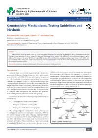 Genotoxicity: Mechanisms, Testing Guidelines and Methods