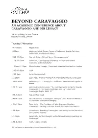 Programme for Beyond Caravaggio