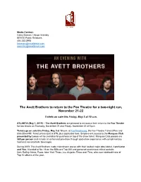 The Avett Brothers to Return to the Fox Theatre for a Two-Night Run, November 21-22