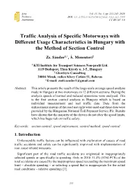 Traffic Analysis of Specific Motorways with Different Usage Characteristics in Hungary with the Method of Section Control