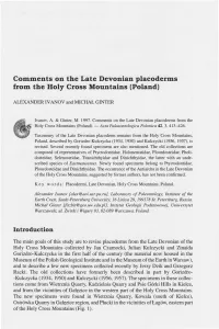 Comments on the Late Devonian Placoderms from the Holy Cross Mountains (Poland)