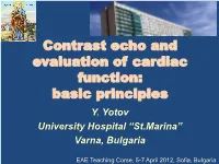 Contrast Echo on Evaluation of Cardiac Function – Basic Principles