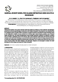 Rainfall Runoff Model for Cala Noff Model for Calabar Metropolis U