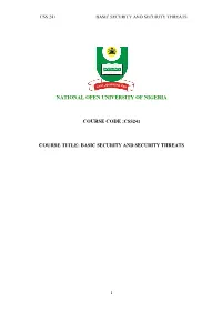 Css241 Course Title: Basic Security and Security Threats