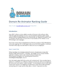 Domain Re-‐Animator Ranking Guide